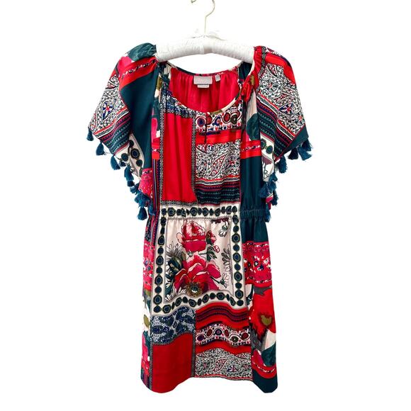 ANTHROPOLOGIE | Vanessa Virginia Tassel Patchwork Peasant Dress | Size XS - Picture 1 of 9
